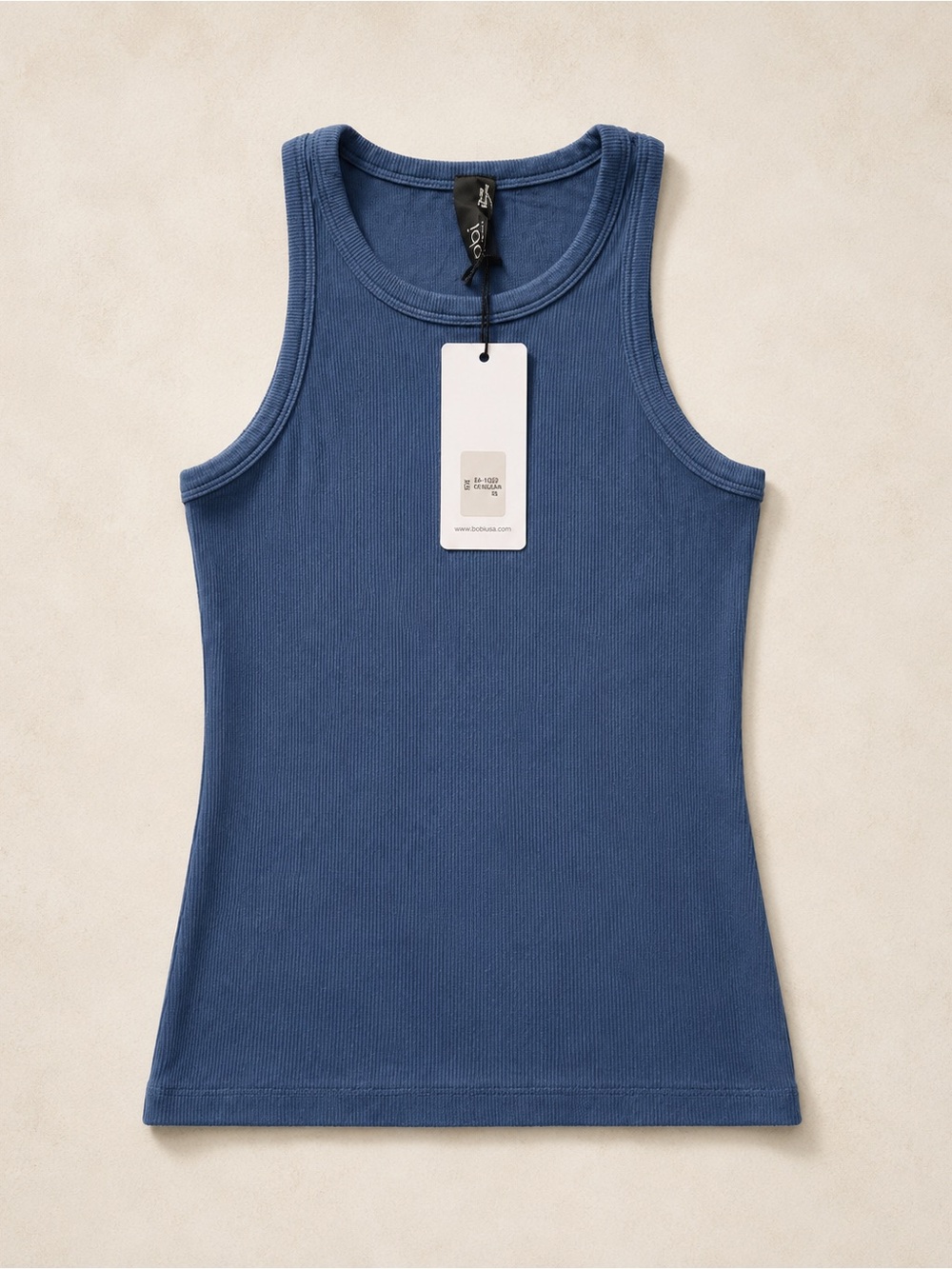 bobi Ribbed Tank Top in Denim Blue